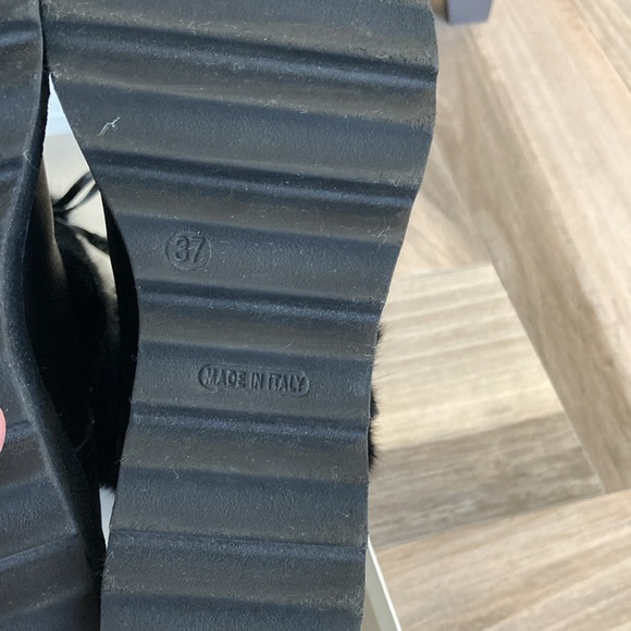 Ladies beautiful new Black leather & fur wedge Italian boots 275 Central size 37 - Picture 8 of 12